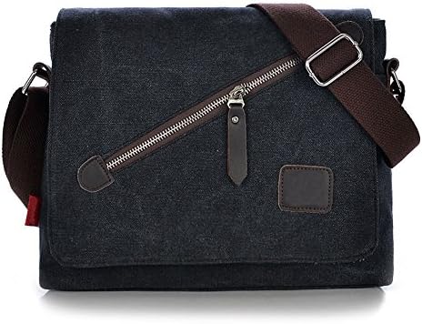 Venz Vintage Messenger Bag Canvas Cross Body One Strap Business Backpack (black)