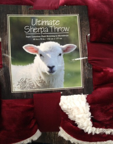 Ultimate Sherpa Throw Blanket 60 In x 70 In (Burgundy)
