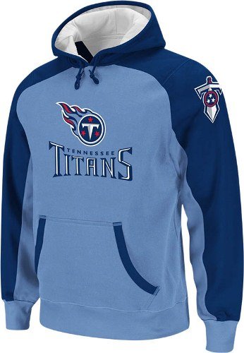 Reebok Tennessee Titans Light Blue-Navy Blue QB Jersey Pullover Hoodie Sweatshirt (X-Large)