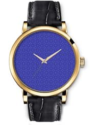 SPRAWL Aanalog Fashion Series Gold Ladies Watches of Genuine Black Leather Strap,Unique Wrist Watch for Women Girls Designed with purple flowers