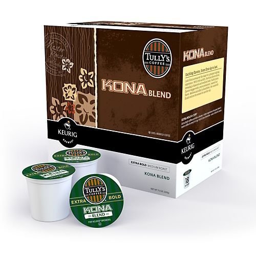 Tully's Kona Blend Caffeinated Coffee for Keurig Brewing Systems - 108 K-Cups