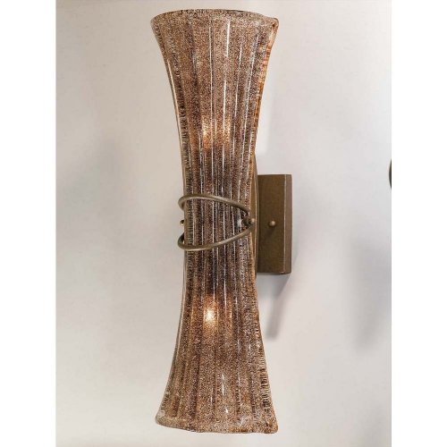 2 Light Semi Flush in Weathered Bronze, Hand Formed Glass Shades