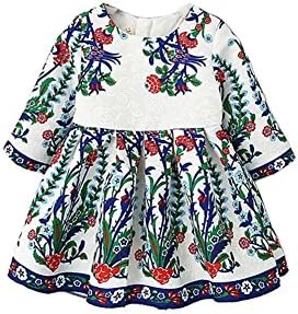 Zend Little Girls' Lovely Flower Pattern A-line Tunic Party Short Dress,White/7T