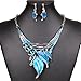 Qiyun (TM) Fashion Lake Blue Leaf Lariat Y-Necklace Chain Necklace Earrings Jewelry Set