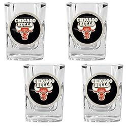 Chicago Bulls NBA 4pc Square Shot Glass Set by Great American Products