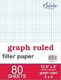 iScholar Quad Filler Paper, 4 Squares per Inch, 10.5 x 8 Inches, 80 Sheets (24844)