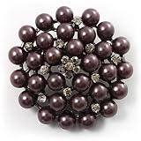 Black Glass Pearl Corsage Brooch