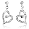 14k White Gold Heart Shaped Drop Diamond Earrings (HI, SI-I, 0.17 carat)