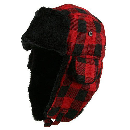 Buffalo Plaid Trooper Hat - Black Red W28S34E