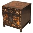 Handmade Asian Furniture - 24" Black Wood Storage Cabinet / Nightstand Gold Chinese Temple Design