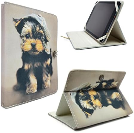 TaylorHe Rachael Hale Collection Cute Dog in Hat Cover for iPad Air / iPad Air 2 / Samsung Galaxy Tab 3 10.1 Folio Case 3 Level Stand Padded Canvas Beautiful Prints