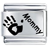 Hand Print Mommy Christmas Italian Charms Bracelet Link