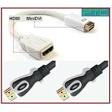 PTC Premium Mini-DVI to HDMI adapter with 6 ft Premium Dual Tone HDMI cable VALUED PACK - white - for iMac (Intel Core Duo), MacBook, and 12-inch PowerBook G4 with Mini-DVI connection (Note: Mini DVI is NOT the same as the Mini Displayport)