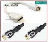 PTC Premium Mini-DVI to HDMI adapter with 10 ft Premium Dual Tone HDMI cable VALUED PACK - white - for iMac (Intel Core Duo), MacBook, and 12-inch PowerBook G4 with Mini-DVI connection (Note: Mini DVI is not the same as Mini Displayport)