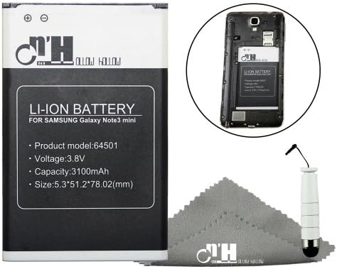 Ollow Hollow 3100mAh Battery for Samsung Galaxy Note 3 Mini ,Note III Mini with free Mini Stylus pen and Cleaning cloth