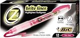 Bic Z4 Brite Liner Highlighter, Pink/Rose , 12 highlighter