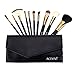 ACEVIVI 10 Pcs Natural Makeup Cosmetics Brush Set with Synthetic Leather Case Black