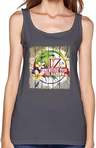 FUSHUO90WTT Women's IZ Israel Kamakawiwo'ole Somewhere Over The Rainbow top Size L Deep Heather
