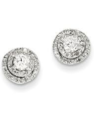 14k White Gold Diamond Round Post Earrings