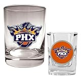 NBA Phoenix Suns Rocks Glass & Square Shot Glass Set - Primary Logo