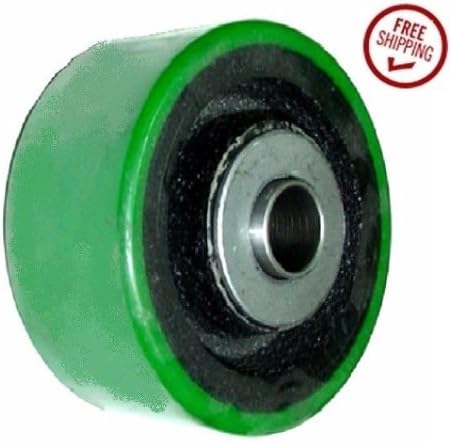 Green Polyurethane on Steel Non-Marring Wheel 4" x 2" with 5/8" Roller Bearing