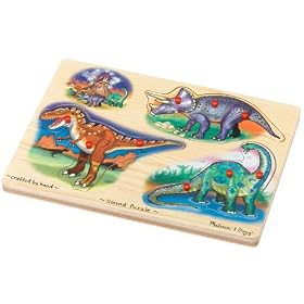 Melissa & Doug Deluxe Wooden Dinosaurs Sound Peg Puzzle