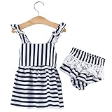 AutoLover® ガールズサスペンダー　 ボーダードレス レース付き　セット　70