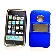 Apple iPhone 3G & 3GS Silver & Blue Rubberized Protector Case with Built-in Kickstand and Porthole Window