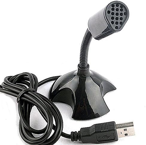 Hugston Plug and Play Home Studio Adjustable USB Desktop Microphone Compatible w/ PC and Mac (Black)