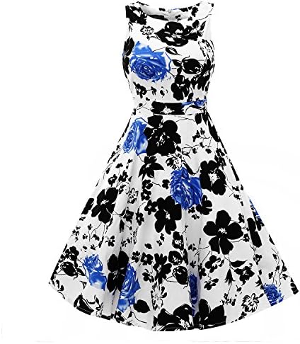 Mutelamb Women's Vintage Swing Floral Sleeveless Party dress Prom Dresses