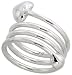 Sterling Silver Spiral Hand Made Snake, Wire Wrap Ring, w/ Heart-Shape Head, 1 (25mm) wide