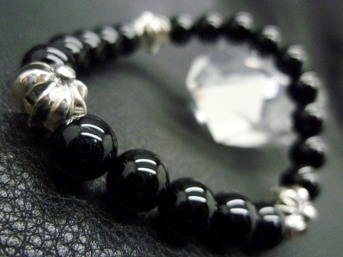 石辉 高品质 黑色オニキス&クロス银白色パー