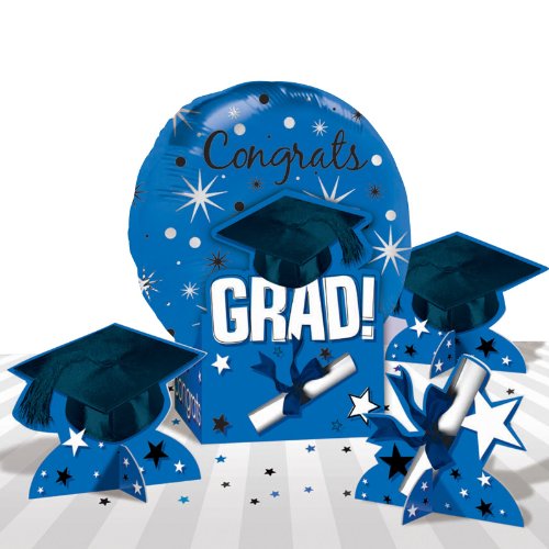 Amscan Congrats Grad Blue Graduation Balloon Centerpiece Amscan Congrats Grad Blue Graduation Balloon Centerpiece