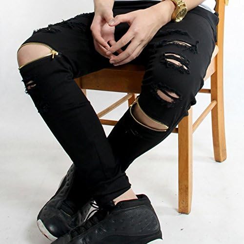 Fashion Mens Designed Straight Zipper Slim Fit Biker Jeans Pant Denim Trousers