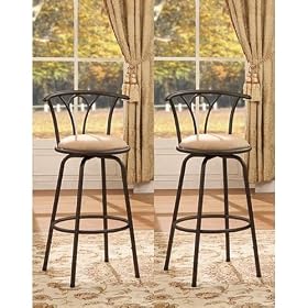 Bronze Finish Adjustable Metal Swivel Counter Height Bar Stools (Set of 2) 