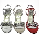 Ladies Bridal Party Diamante Kitten Heel Shoes Size 3-8