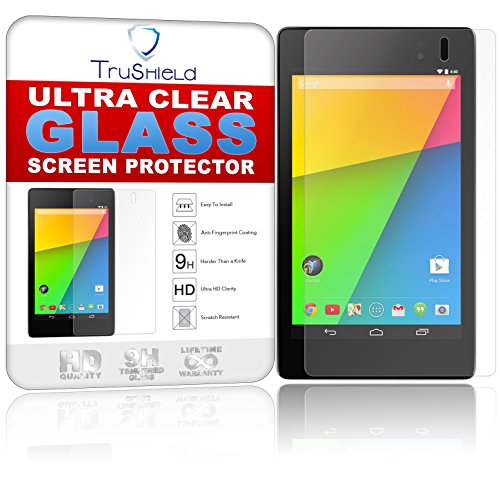Asus Google Nexus 7 Screen Protector - Tempered Glass - Package Includes Microfiber Cleaning Wipe, Installation Tips with Video - Retail Packaging - by TruShield