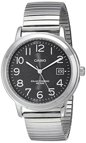 Casio Men's MTP-S100E-1BVCF Easy-To-Read Solar Stainless Steel Watch