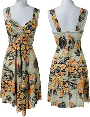 LA BELLE Stretch Print Wrap Dress poet sleeve blouse