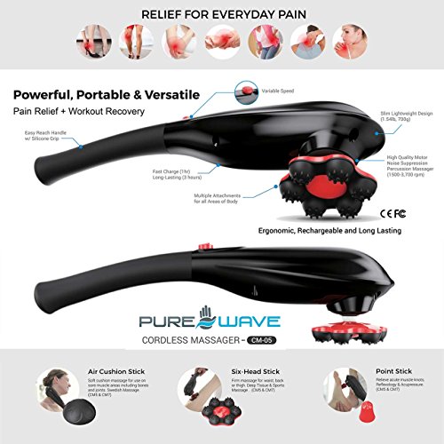 PureWave CM5 Cordless Percussion Massager (Black) Health Beauty