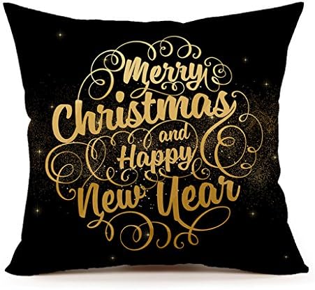 Christmas and New Year Holiday Geometry Design Burlap Home Decor Throw Pillow Case Cushion Cover 18"x18"