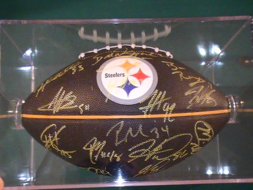 2011 Pittsburgh Steelers Team Signed Autographed Football Roethlisberger Coa + Hologram w/ Football Holder
