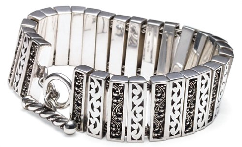 Sterling Silver Cutout and Granulated Bars Bracelet by Lois Hill