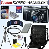 Canon PowerShot SX260 HS 12.1 MP CMOS Digital Camera (Black) + NB-6L Battery + 16GB Deluxe Accessory Kit