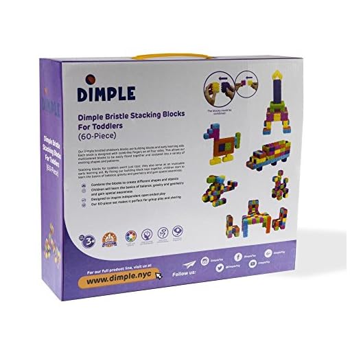 60 Piece Stacking Bristle Blocks and Interconnecting Building Set For