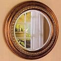 Beveled Round Mirror In Bronze Finish Frame