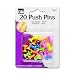 Charles Leonard Pins - Push  - Assorted Neons - 20/Card, 20205