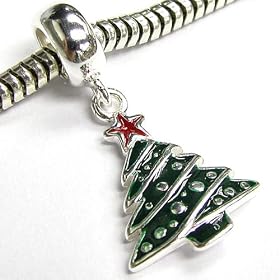 Sterling Silver Christmas Tree Dangle Enamel Charm Pendant For Pandora Troll European Style Charm: Jewelry