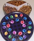 Scott's Cakes Glazed Nut Combo Macadamia Nut, Cashew, and Pecan in a Christmas Lights Tin by Scott's Cakes