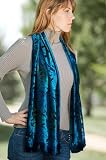 Women's Turquoise Silk Velvet Scarf